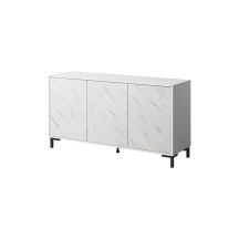 MARMO 3D chest of drawers 150x45xH80.5 white matt/white marble