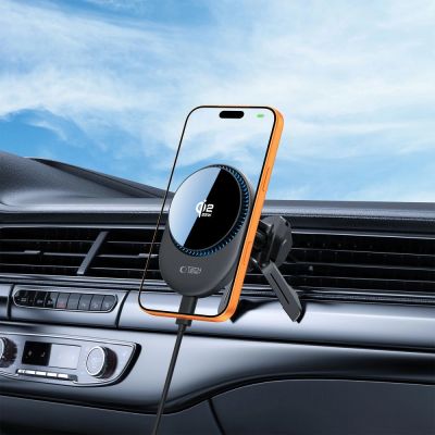 10. Tech-Protect V21 MagSafe Car Holder with 25W QI2.2 Inductive Charger for Cockpit/Windshield/Air Vent - Black