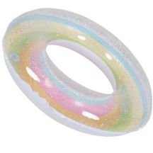 SWIMMING RING 90CM RAINBOW GLITTER GREEN 35644