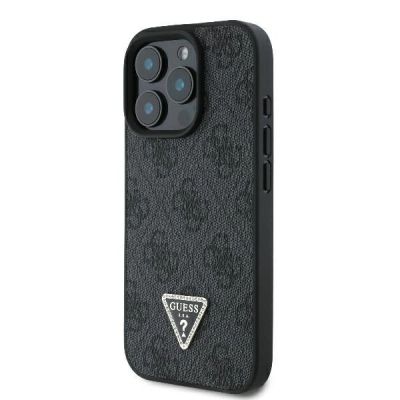 2. Guess Leather 4G Triangle Strass MagSafe Case for iPhone 16 Pro Max - Black