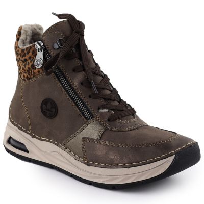 Women's brown leopard print ankle boots Rieker 44565-25