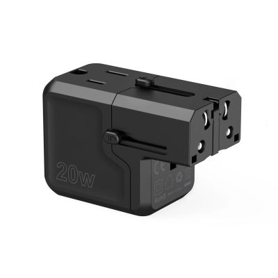 7. Choetech PD6038 USB-C USB-A PD 20W Travel Charger USA EU UK AU - Black