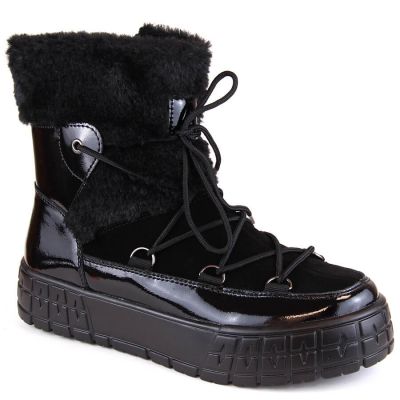 Filippo W PAW475A insulated leather platform ankle boots, black