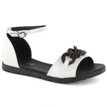 Vinceza W JAN309B flat sandals with a chain, white