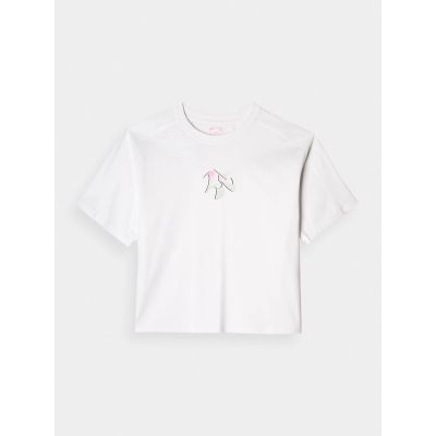 7. Women's oversize printed T-shirt 4F 4FRAW24TTSHF2582-10S