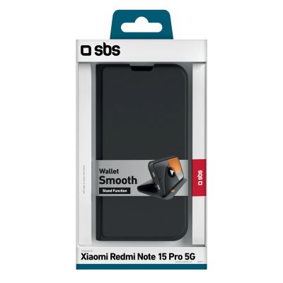 2. SBS Wallet Smooth Case for Xiaomi Redmi Note 15 Pro with Flip - Black