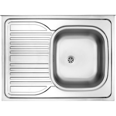 Single-bowl steel sink with drainer on the left side - overlay ZM6 311L 5907650846529