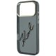 6. Karl Lagerfeld IML Big Signature Resin Metal Frame Case for iPhone 18 Pro Max / 17 Pro Max - Black