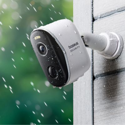 7. Baseus Security N1 2K Outdoor Monitoring Kit (2 Cameras) – White