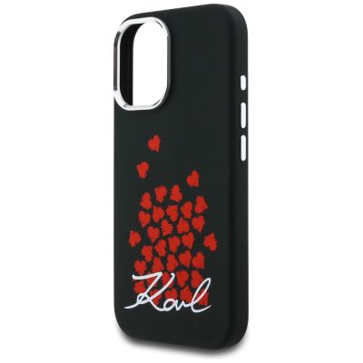 6. Karl Lagerfeld Silicone Heart Sign Logo MagSafe Case for iPhone 16 - Black