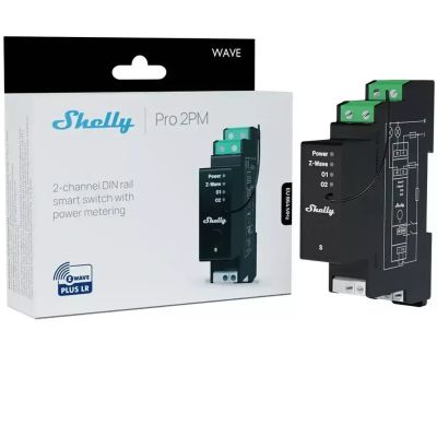 2. Shelly Wave Pro 2PM LR Z-Wave DIN Rail Dual Channel Controller