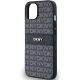 6. DKNY Leather Mono Stripe & Metal Logo Case for iPhone 15/14/13 - Black