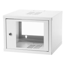 Wall-mounted cabinet 19'' 4U 568x400 glass door RAL7035