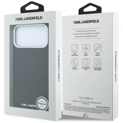8. Karl Lagerfeld Grained Elongated Logo MagSafe Case for iPhone 17 Pro Max / 18 Pro Max - Black