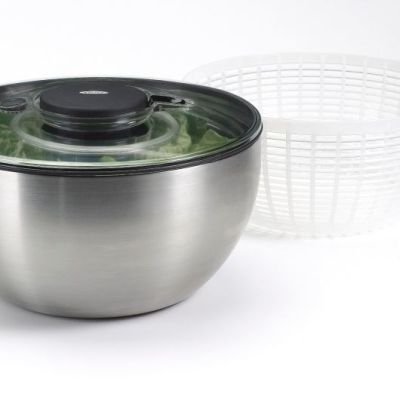 8. OXO 1071497 Salad Dryer Stainless Steel Button