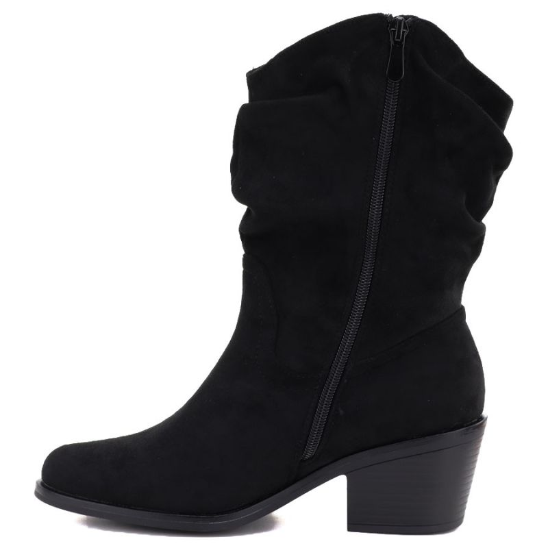 3. Women's ankle boots, ruffled cowboy boots, black, Vinceza HX27-16536