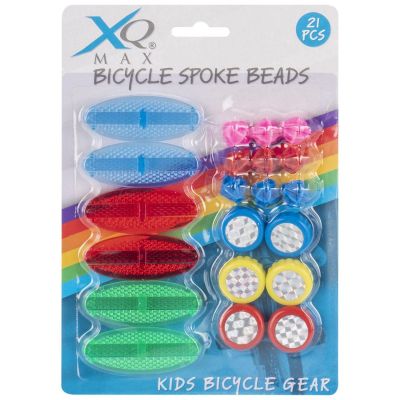 12. SET OF 21 XQMAX BEADS FOR DECORATION OF BICYCLE SPOKES