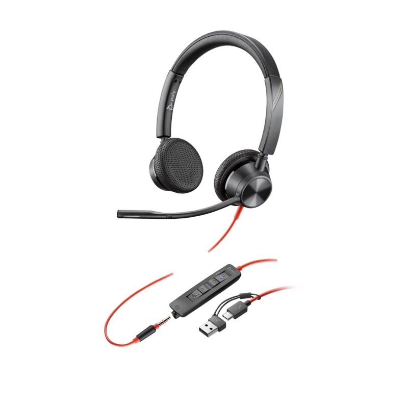 98. Poly Blackwire 3325 Stereo MS Teams Certified USB-C Headset +3.5mm Plug +USB-C/A Adapter 8X222AA