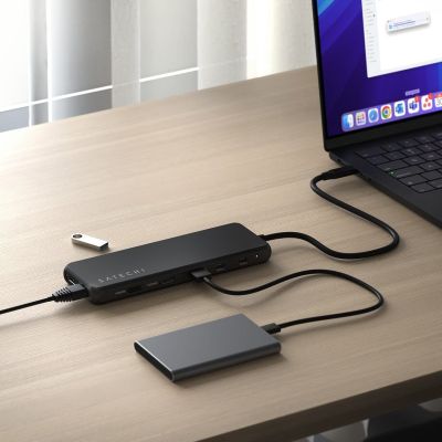 3. Satechi 13-in-1 USB-C Triple Display Multiport Adapter - USB-C adapter (1x Ethernet 1 Gbps, 3x USB-A 5 Gbps, 1x USB-A 10 Gbps, 2x USB-A 480 Mbps, 2x USB-C 10 Gbps 85W PD, 2x HDMI 2.0 4K@60Hz, DP 1.4 8K@60Hz, 3.5 mm Audio in/out) (black)