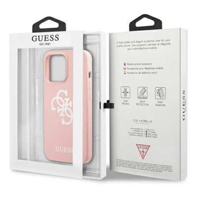 8. Guess GUHCP13LLS4GWPI iPhone 13 Pro / 13 6.1" pink/pink hard case Silicone 4G Logo