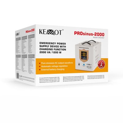 2. KEMOT PROsinus-2000 emergency power supply, pure sine wave converter with charging function 12V 230V 2000VA/1200W