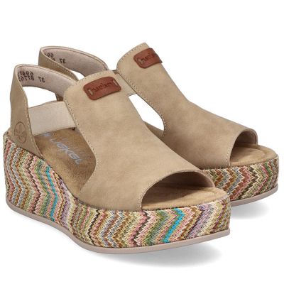 4. Women's beige wedge sandals Rieker 69472-60