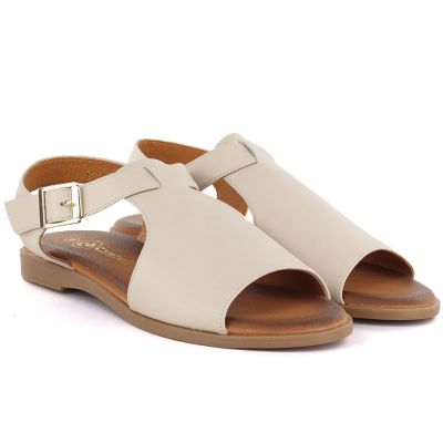 4. Beige women's leather sandals Cambell 19391