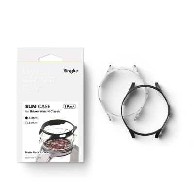 11. Ringke Slim 2-pack Case for Samsung Galaxy Watch 6 Classic 43mm - Black and Clear