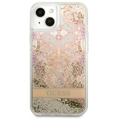 3. Guess Paisley Liquid Glitter case for iPhone 13 / 14 / 15 - gold