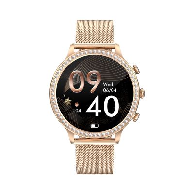 7. VELTORI VT310-1 Women's Smartwatch Gold Bracelet + Pink Silicone Strap