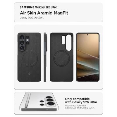 9. Spigen AirSkin Aramid Mag MagSafe Case for Samsung Galaxy S26 Ultra - Black