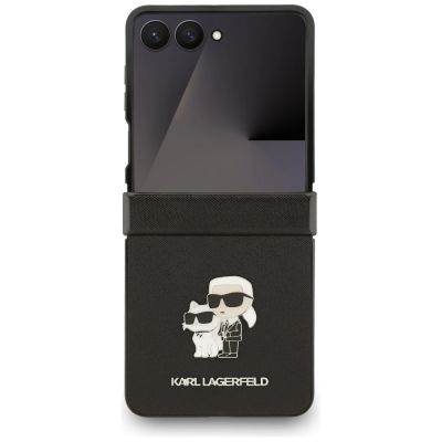 2. Karl Lagerfeld Saffiano Karl&Choupette Pin Case for Samsung Galaxy Z Flip 7 - Black