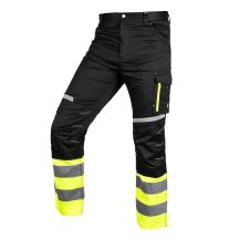 High-visibility trousers, black and yellow, size M