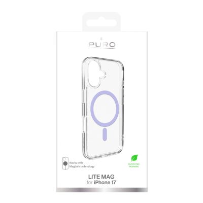 2. Puro Lite Mag TPU+PC Case Compatible with MagSafe for iPhone 17 - Transparent with Pink Ring