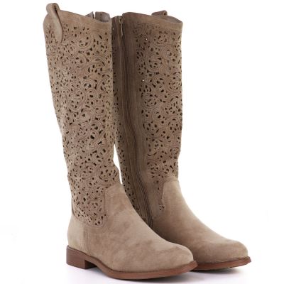 4. Women's openwork beige boots S.Barski HY61-8023