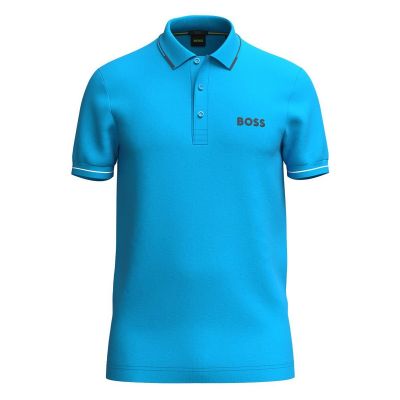 5. BOSS Paul Pro Men's Turquoise/Aqua Slim Fit Polo Shirt (50506203-442)