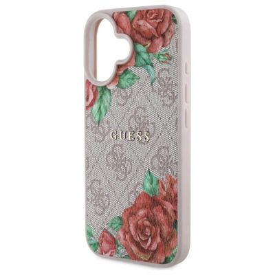 6. Guess GUHMP16SP4ROPEMCP iPhone 16 6.1" pink/pink hardcase 4G Flowers Print MagSafe
