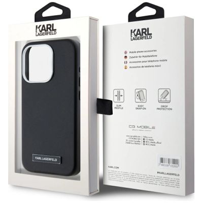 8. Karl Lagerfeld FW Metal Plate MagSafe iPhone 15 Pro Max Case - Black