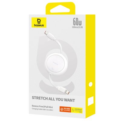8. Baseus Free2Pull 60W USB-C Retractable Cable - USB-C 1m - White