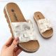 2. Women’s gold platform mules with ruffle detail Rieker V8763-60