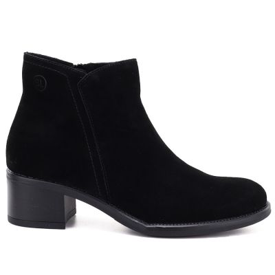 2. Women's leather ankle boots with a block heel, black Sergio Leone BT-52-S