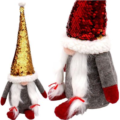 6. DECORATIVE gnome with magic sequins 35cm gray
