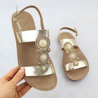 Women's flat sandals with decoration, melissa gold, Filippo DS6882