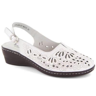 7. Comfortable women's leather sandals with openwork white T.Sokolski L26-27