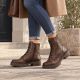 10. Brown women's leather worker boots Rieker 75800-25