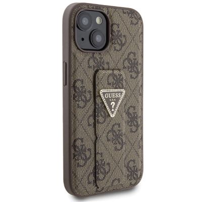 4. Guess Grip Stand 4G Triangle Strass case for iPhone 15 - brown