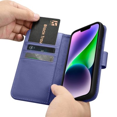 16. iCarer Wallet Case 2in1 Cover iPhone 14 Plus Anti-RFID Leather Flip Case Light Purple (WMI14220727-LP)