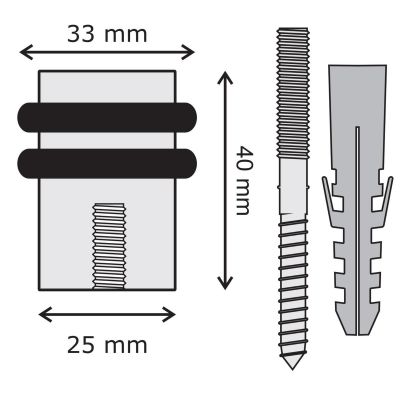 5. 25/40 mm Stainless Steel Satin Door Stopper, KOWALSKI