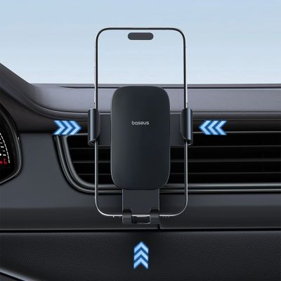 14. Baseus Metal Age 3 Car Phone Holder, Gravity, for Air Vent - Black