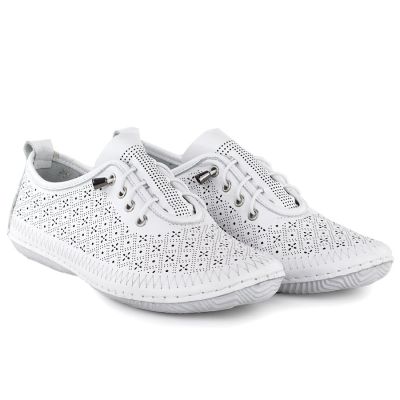 4. Women's leather openwork shoes, white, T.Sokolski 1302